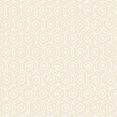 Alcazaba Bisque geometric interlocking circles metallic paper wallpaper by Schumacher