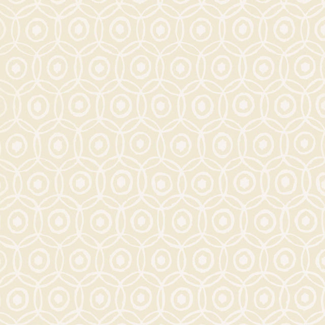 Alcazaba Bisque geometric interlocking circles metallic paper wallpaper by Schumacher