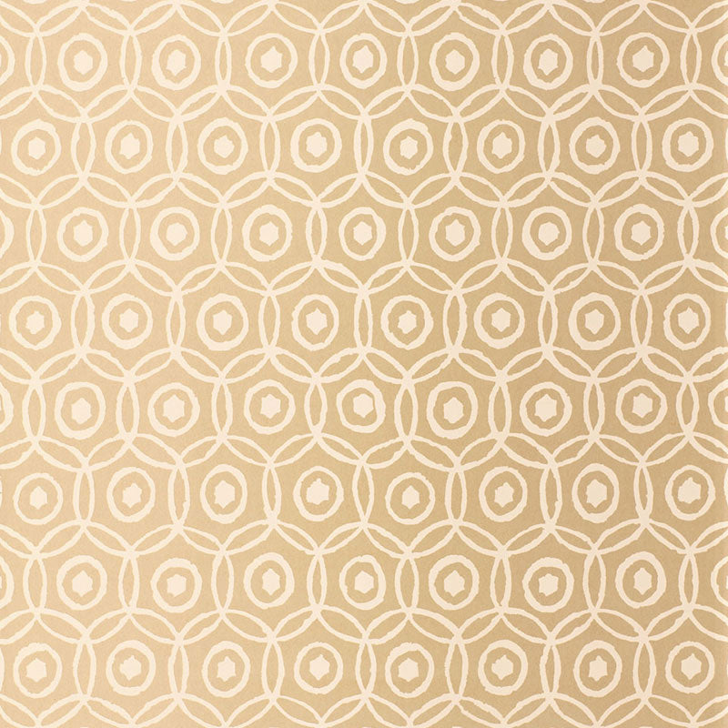 Alcazaba gold geometric interlocking circles metallic paper wallpaper by Schumacher
