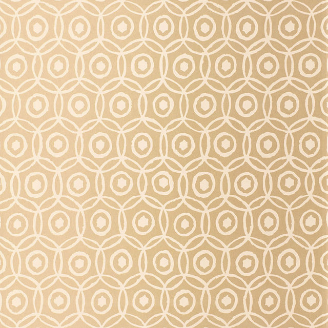 Alcazaba gold geometric interlocking circles metallic paper wallpaper by Schumacher
