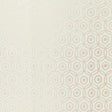 Alcazaba Mist geometric metallic wallpaper by Schumacher, featuring hand-drawn interlocking circles.