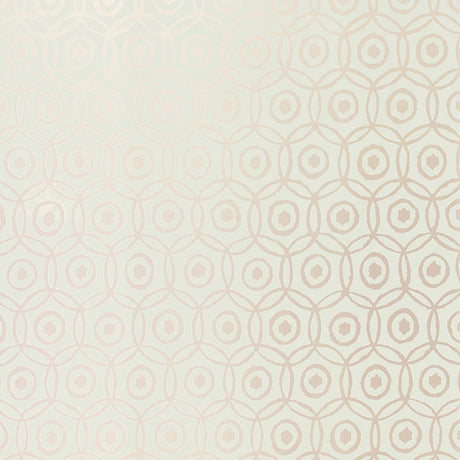 Alcazaba Mist geometric metallic wallpaper by Schumacher, featuring hand-drawn interlocking circles.