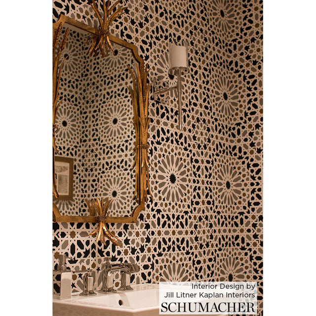 Nasrid Palace Mosaic Persimmon by Schumacher Byzantine Hand-Screened Geometric Wallpaper – Schumacher 5005962