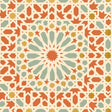 Nasrid Palace Mosaic wallpaper in Persimmon by Schumacher, featuring a hand-screened geometric mosaic pattern inspired by Byzantine design.