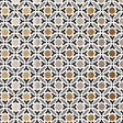 Serallo Mosaic wallpaper in Mica by Schumacher, featuring a geometric Byzantine-inspired pattern in gold, black, and neutral tones.