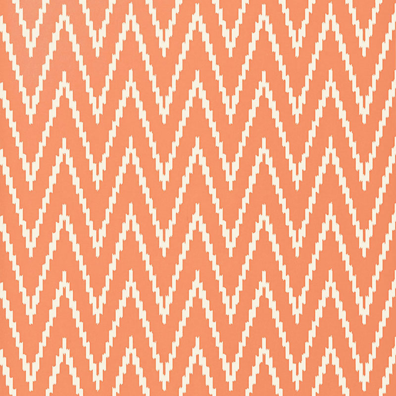 Kasari Ikat wallpaper in terra cotta with a bold zigzag ikat pattern by Schumacher