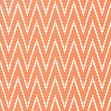 Kasari Ikat wallpaper in terra cotta with a bold zigzag ikat pattern by Schumacher
