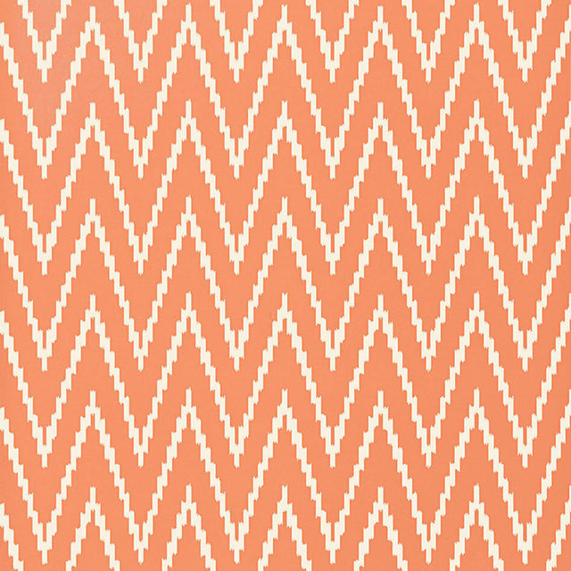 Kasari Ikat wallpaper in terra cotta with a bold zigzag ikat pattern by Schumacher