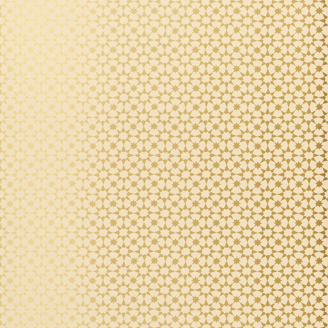 Medina gold geometric wallpaper by Schumacher featuring a repeating star pattern in gold on a cream background.