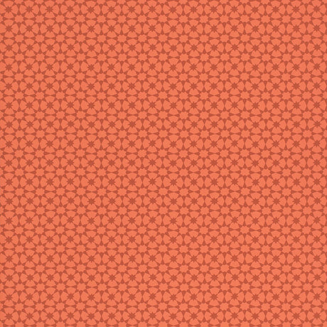 Medina Persimmon geometric wallpaper by Schumacher, intricate small-scale pattern in orange-red tones