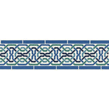 Darro Mosaic Border in Aegean by Schumacher - geometric blue and green wallcovering border