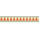 Cadiz Mosaic Border in Persimmon by Schumacher - geometric wallcovering border with stylized tree motif and mosaic pattern