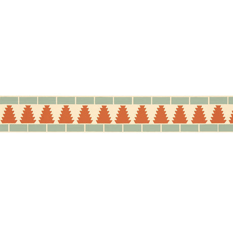 Cadiz Mosaic Border in Persimmon by Schumacher - geometric wallcovering border with stylized tree motif and mosaic pattern