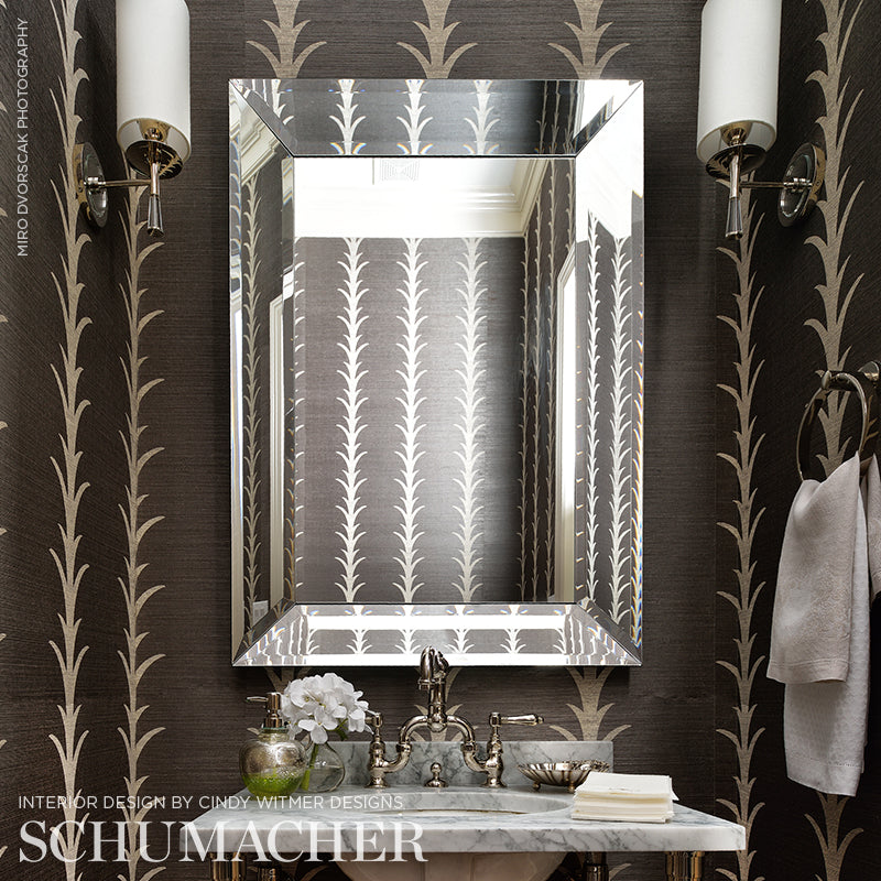 Acanthus Stripe Sisal Shadow by Schumacher – Celerie Kemble Designer Wallpaper 5006050