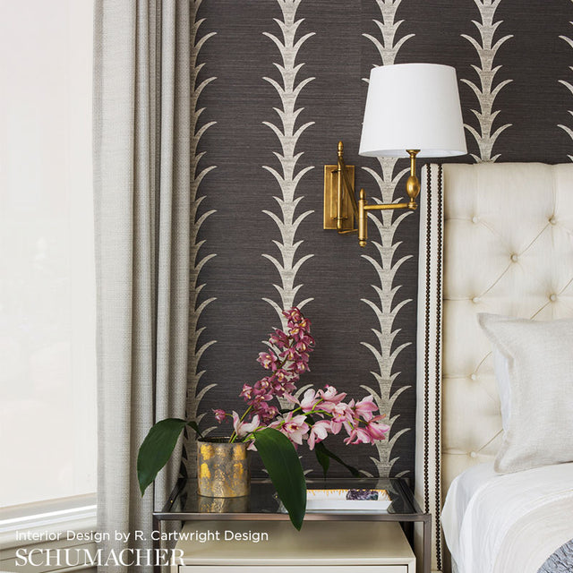 Acanthus Stripe Sisal Filigree by Schumacher – Celerie Kemble Designer Wallpaper 5006051