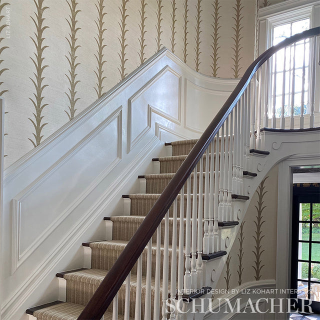 Acanthus Stripe Sisal Filigree by Schumacher – Celerie Kemble Designer Wallpaper 5006051