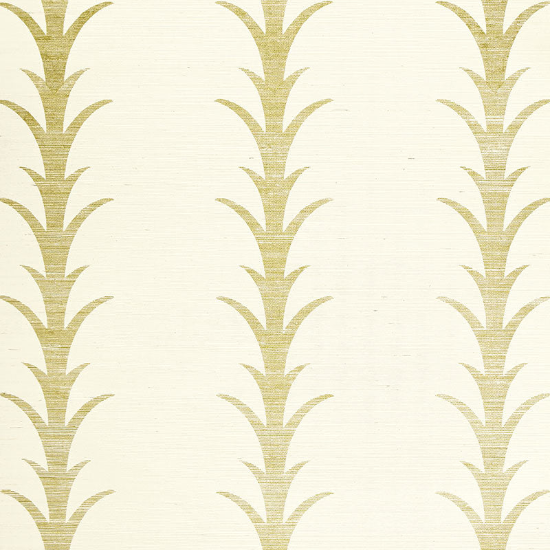 Acanthus Stripe Sisal wallpaper in Filigree by Schumacher, featuring a stylized acanthus motif on a sisal ground, designed by Celerie Kemble.
