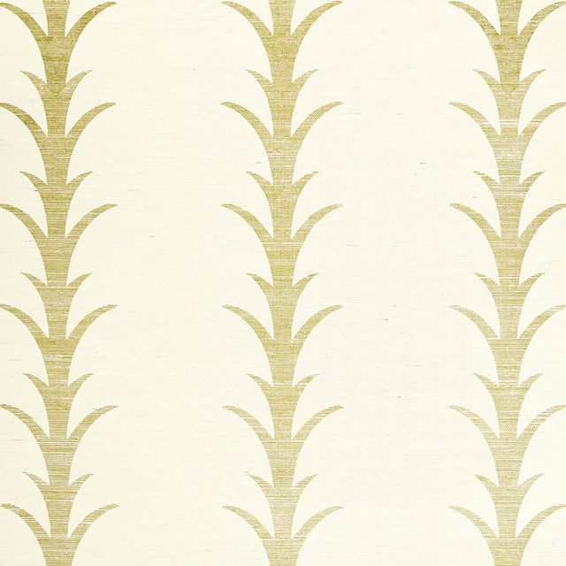 Acanthus Stripe Sisal wallpaper in Filigree by Schumacher, featuring a stylized acanthus motif on a sisal ground, designed by Celerie Kemble.