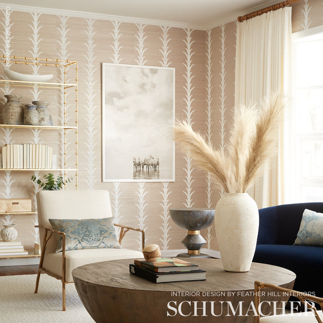 Acanthus Stripe Sisal Fog & Chalk by Schumacher – Celerie Kemble Designer Wallpaper 5006052
