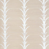 Acanthus Stripe Sisal wallpaper in Fog & Chalk by Schumacher, featuring a stylized acanthus motif on a sisal ground.