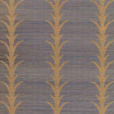 Acanthus Stripe Sisal wallpaper in Turmeric by Schumacher, featuring a stylized acanthus motif on a textured sisal ground.