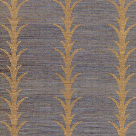Acanthus Stripe Sisal wallpaper in Turmeric by Schumacher, featuring a stylized acanthus motif on a textured sisal ground.
