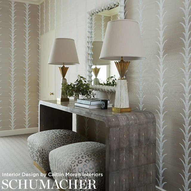 Acanthus Stripe Sisal Haze by Schumacher Designer Wallpaper – Celerie Kemble 5006055