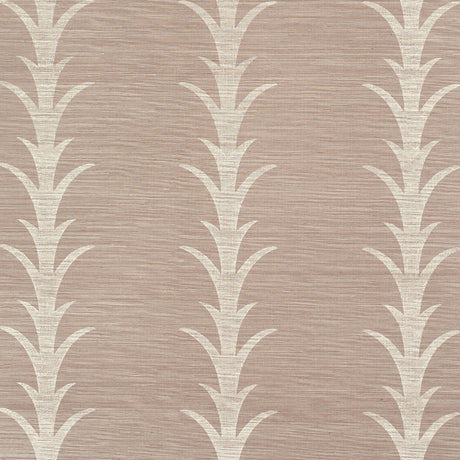 Acanthus Stripe Sisal wallpaper in Haze by Schumacher, featuring a stylized acanthus motif in a soft, neutral colorway, designed by Celerie Kemble.