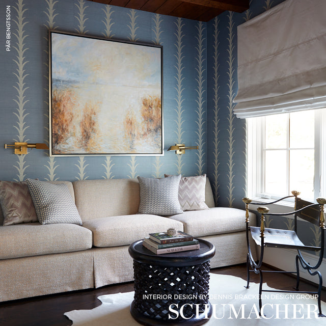 Acanthus Stripe Sisal Chambray by Schumacher – Celerie Kemble Designer Wallpaper – 5006056