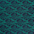 Cirrus Clouds Sisal wallpaper in Plume by Celerie Kemble for Schumacher, hand screen printed with a cloud motif in green and blue.