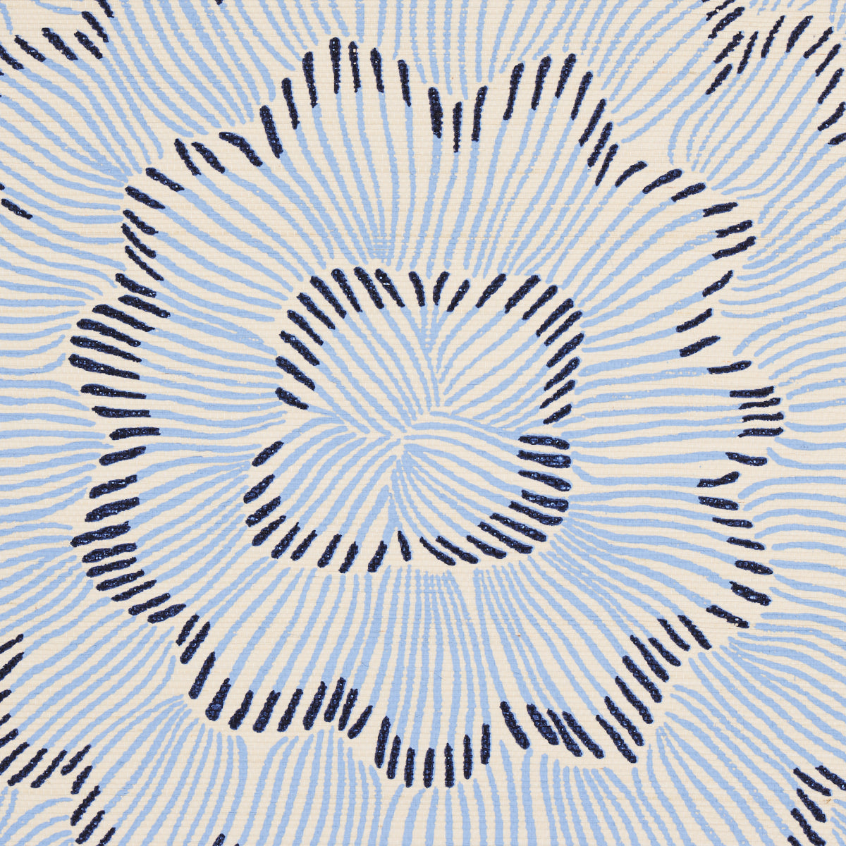 Feather Bloom Sisal Two Blues by Celerie Kemble Schumacher Wallpaper – 5006071