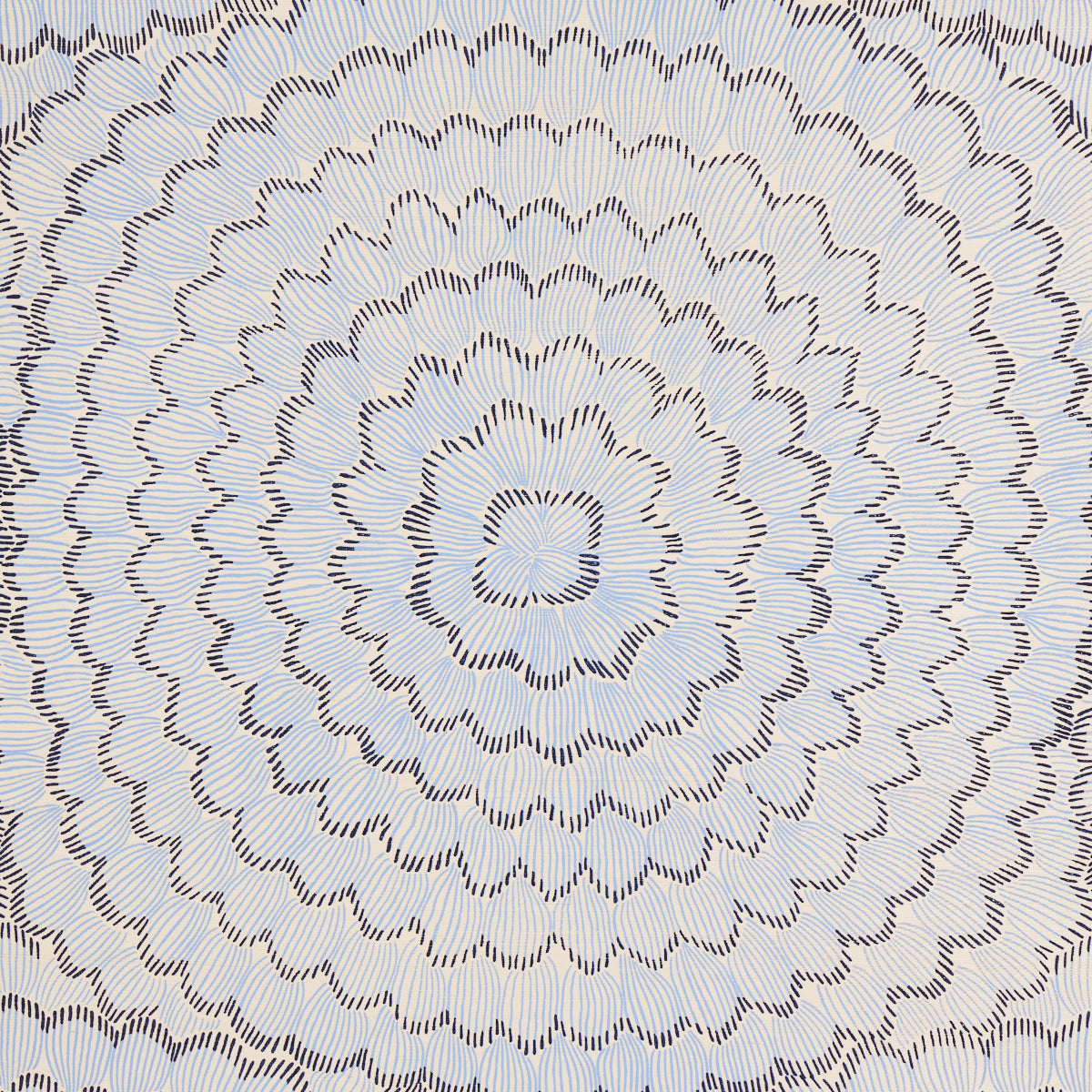 Feather Bloom Sisal wallpaper in Two Blues by Celerie Kemble for Schumacher, featuring overscale radiating blossoms on a natural sisal ground.