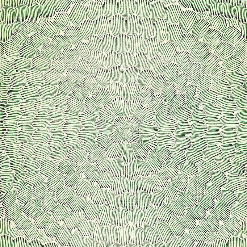 Feather Bloom Sisal wallpaper in Emerald & Ore by Celerie Kemble for Schumacher, featuring overscale radiating blossoms on a natural sisal ground.