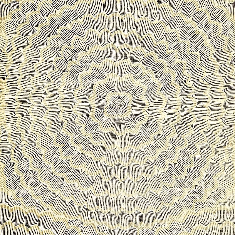Feather Bloom Sisal wallpaper in Onyx & Gold by Celerie Kemble for Schumacher, featuring overscale blossoms in a radiating pattern on a natural sisal ground.