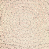 Feather Bloom Sisal wallpaper in Venetian Pink by Celerie Kemble for Schumacher, shown in a bedroom interior and close-up detail.