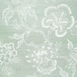 Hothouse Flowers Sisal wallpaper in Seaglass & Chalk by Celerie Kemble for Schumacher, featuring a hand-screened botanical floral design on a textured background.