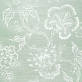 Hothouse Flowers Sisal wallpaper in Seaglass & Chalk by Celerie Kemble for Schumacher, featuring a hand-screened botanical floral design on a textured background.
