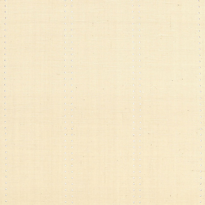 Stud Stripe wallpaper in Ivory and Silver by Celerie Kemble for Schumacher, featuring metallic nailhead stripes on a jute burlap ground.