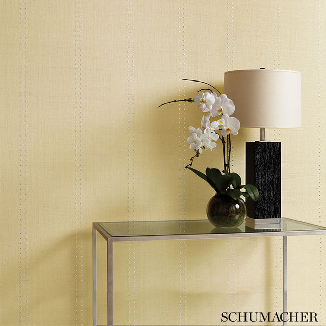 Stud Stripe Natural / Bronze by Celerie Kemble Modern Metallic Wallpaper – Schumacher 5006111