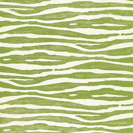 Ripple Sisal wallpaper in Grass by Celerie Kemble for Schumacher, hand-printed zebra stripe pattern on textured sisal.