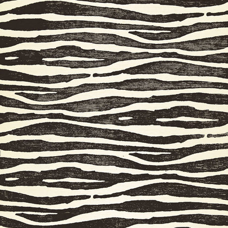 Ripple Sisal wallpaper in Zebra by Celerie Kemble for Schumacher, hand-printed on textured sisal with an exotic zebra stripe pattern.