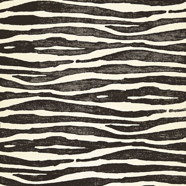 Ripple Sisal wallpaper in Zebra by Celerie Kemble for Schumacher, hand-printed on textured sisal with an exotic zebra stripe pattern.