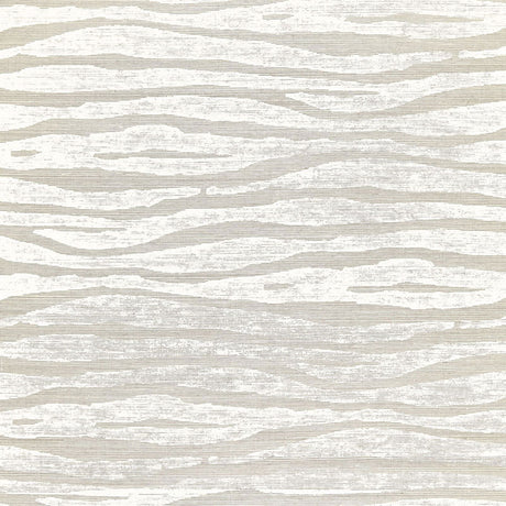 Ripple Sisal wallpaper in Fog & Chalk by Celerie Kemble for Schumacher, hand-printed on textured sisal with an exotic zebra stripe pattern.