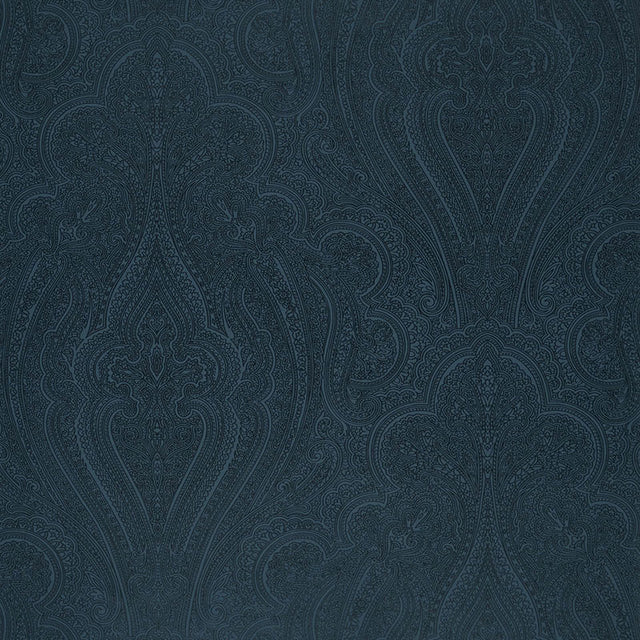 Breckenridge Paisley wallpaper in Lapis blue by Schumacher, featuring an intricate paisley pattern.