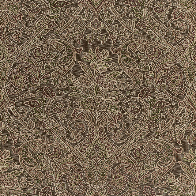 Sinclair Paisley Ash Luxe Lodge wallcovering by Schumacher, intricate paisley floral pattern in neutral and green tones