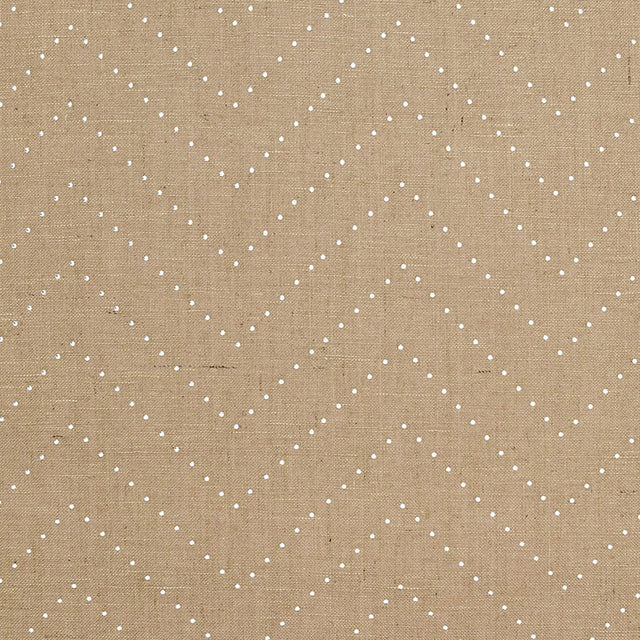 Colton Chevron wallcovering in Natural and Silver by Schumacher, featuring a chevron motif with metallic nailheads on a jute burlap ground.