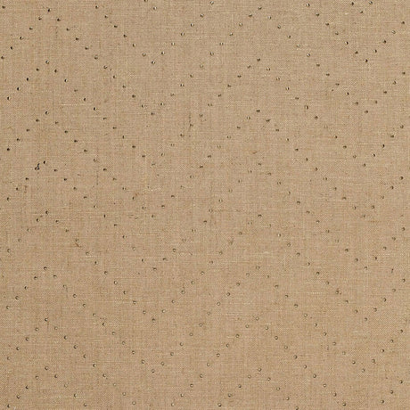 Colton Chevron wallcovering in Natural / Bronze by Schumacher, featuring a chevron motif with metallic nailheads on a jute burlap ground.