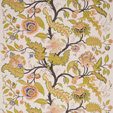 Sinhala Sidewall wallpaper in Bittersweet by Schumacher, featuring a vibrant botanical and floral pattern with intricate vines and leaves.