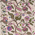 SINHALA SIDEWALL wallpaper in Jewel by Schumacher, featuring a vibrant botanical and floral pattern with intricate details in pink, green, blue, and cream.