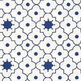 Taj Trellis wallpaper in Jaipur Blue by Schumacher, featuring a bold geometric trellis pattern in blue and white.